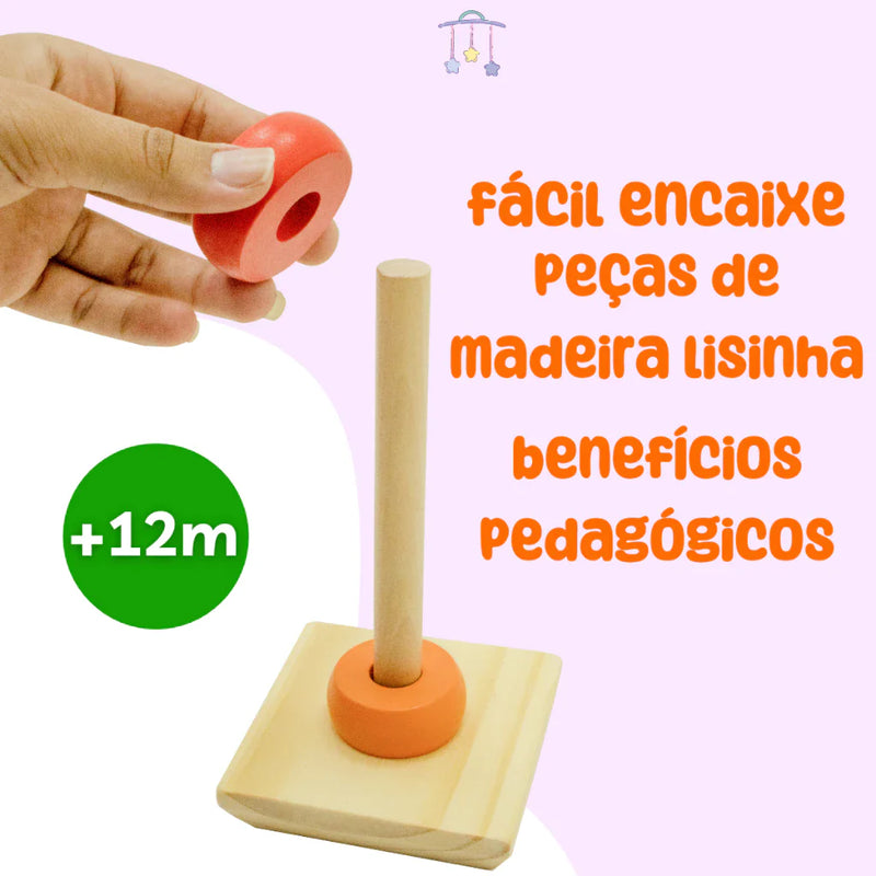 Kit Educativo Montessori em Madeira com Xilofone e Torre Infantil