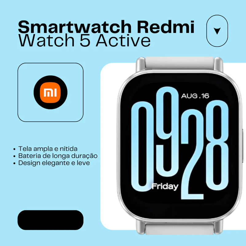 Smartwatch Xiaomi Redmi Watch 5 Active Versão 2024 Relógio Inteligente com Alexa